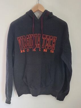 Stadium Athletics Charcoal Hoodie with Orange Virginia Tech Script Sz Medium